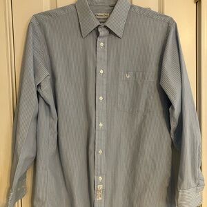 Vintage 70s Christian Dior men’s dress shirt, blue with striping